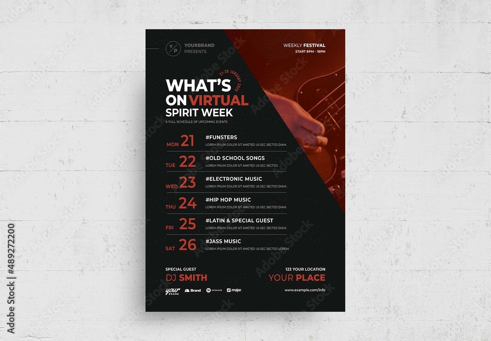 What Is On Event Schedule Flyer Poster Stock Template Adobe Stock