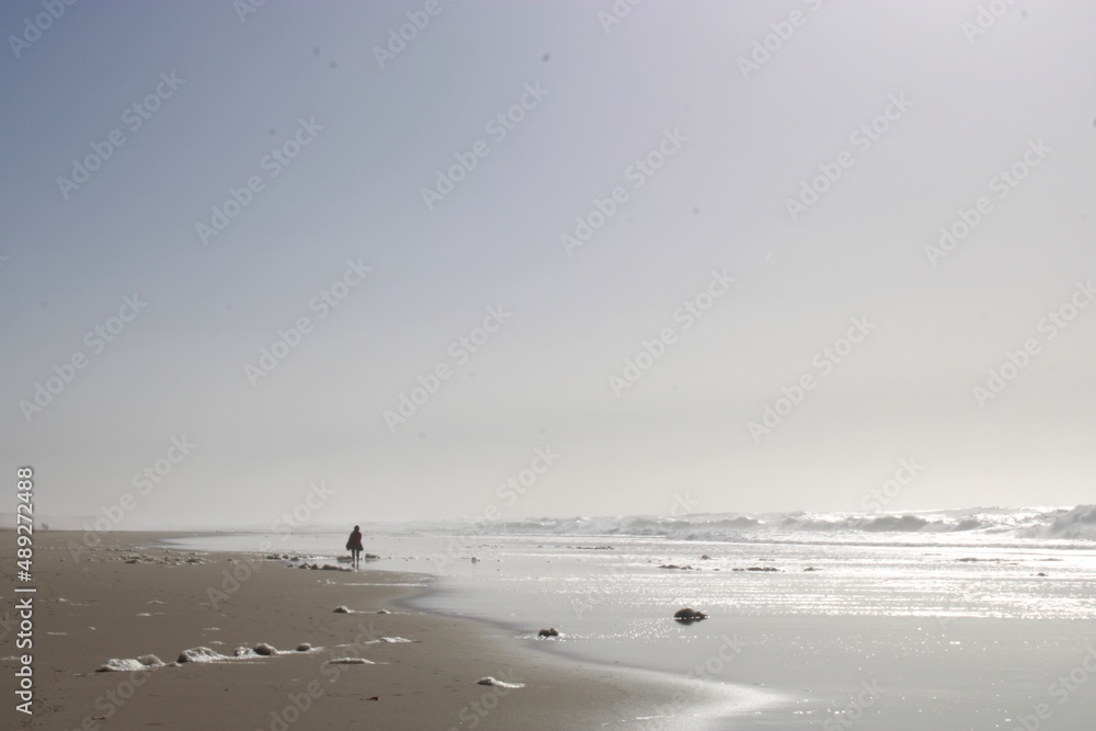 paysage personne marchant sur la plage