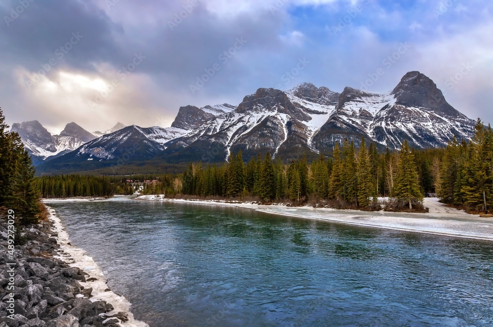Snowy River Through Canmore Mountains