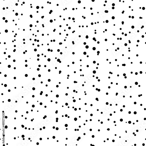Abstract hand drown polka dots background. White dotted seamless pattern with black circles. Template design for invitation, poster, card, flyer, textile, fabric