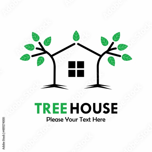Tree house logo template illustration
