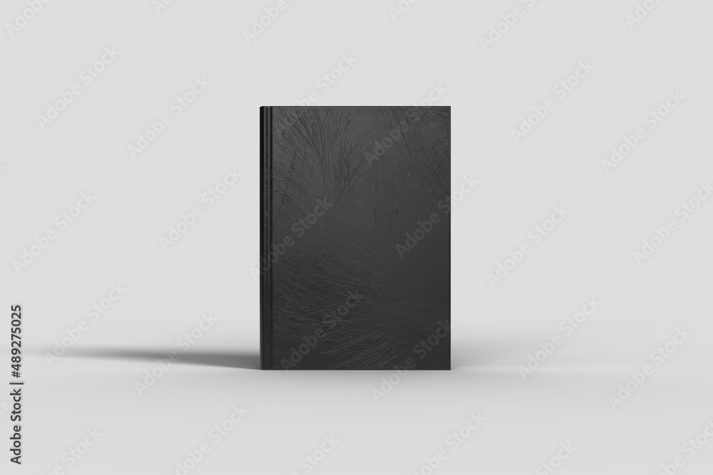 Black Hardcover Book Mockup Standing On The Floor - obrazy, fototapety, plakaty 