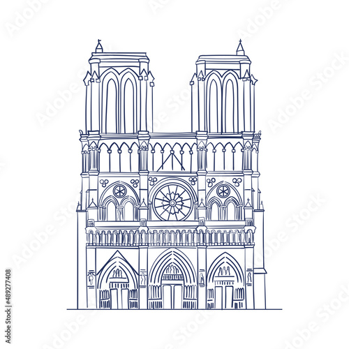 Isolated sketch of Notre Dame Vector