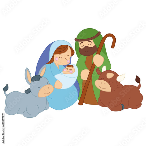 Nativity scene Christmas season Virgin Mary Joseph Baby Jesus Vector