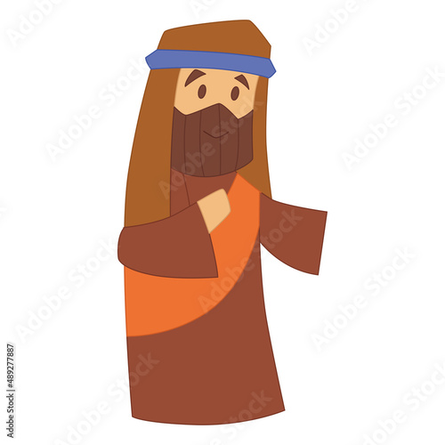 Isolated shepherd cartoon Nativity character Christmas season Vector