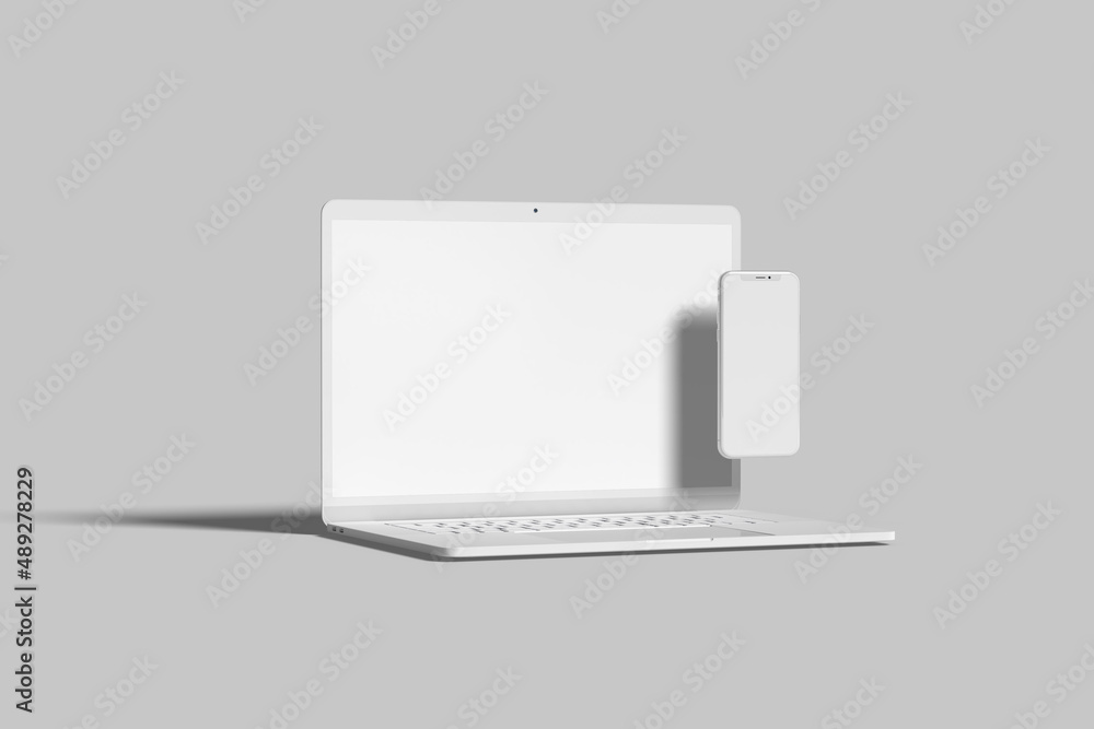 Real blank laptop and smartphone mockup Real blank laptop and smartphone mockup
