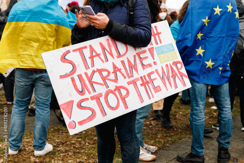 Fotografia, Obraz No war, Stop War signs at a demonstration against the invasion of Ukraine