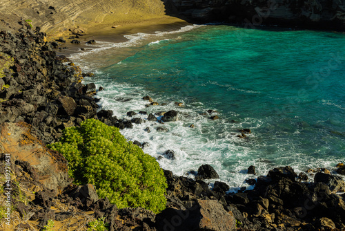The Green Sand and Mahana Bay, Papakolea Beach,  Hawaii Island, Hawaii, USA photo