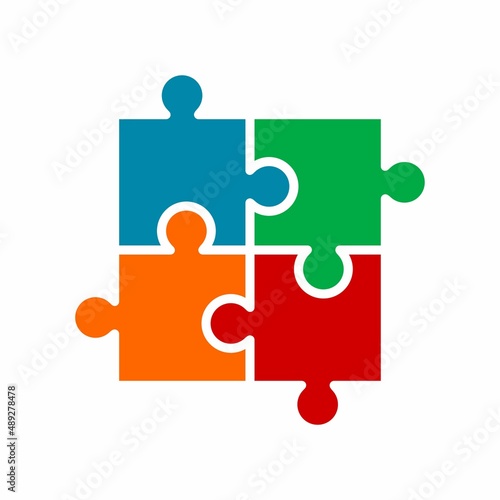 Puzzle design logo template illustration