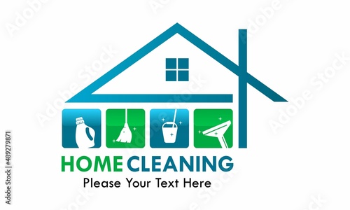 Home cleaning logo template illustration