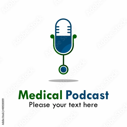 Medical podcast logo template illustration