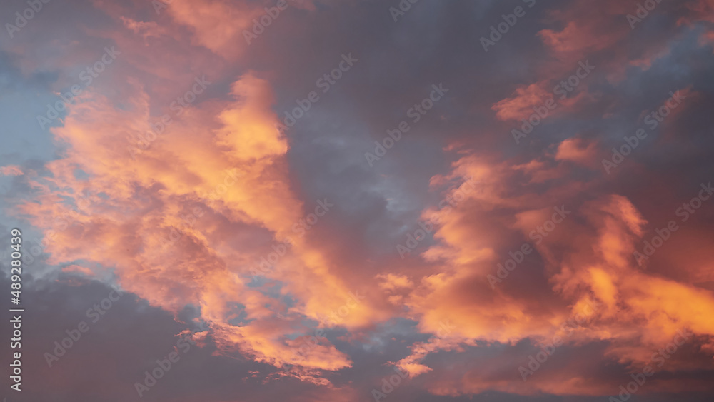 Beautiful background sky with clouds in sunset
