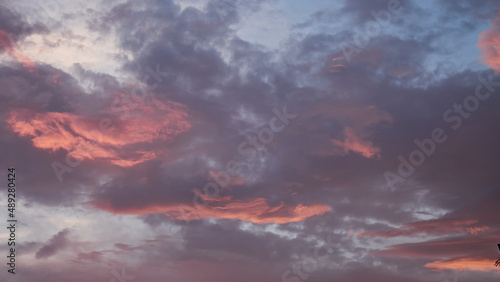 Beautiful background sky with clouds in sunset