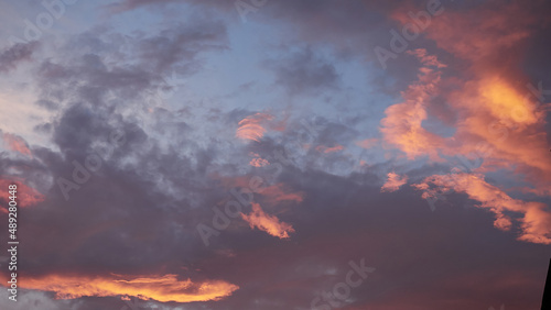 Fototapeta Naklejka Na Ścianę i Meble -  Beautiful background sky with clouds in sunset