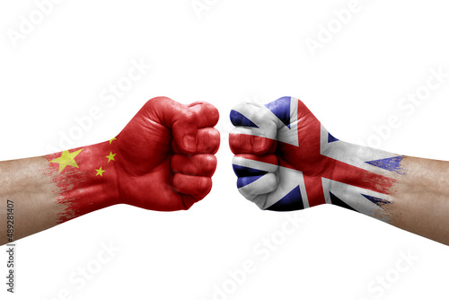 Sticker Two hands punch to each others on white background