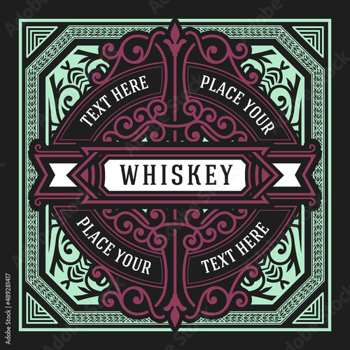 Whiskey label with old frames