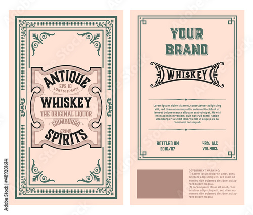 Whiskey label with old frames