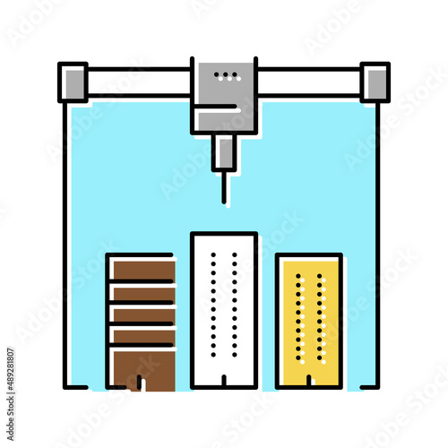 building layout 3d printer color icon vector illustration