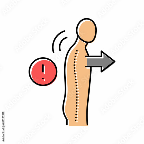 slouch scoliosis color icon vector illustration