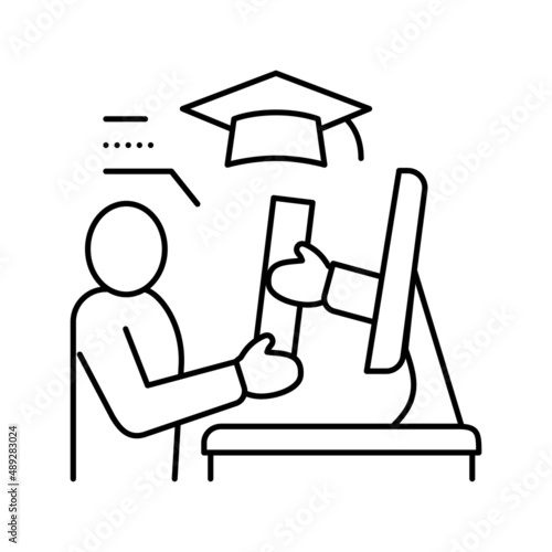 online graduate line icon vector illustration