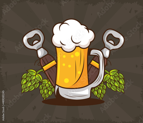 beer mug and hops