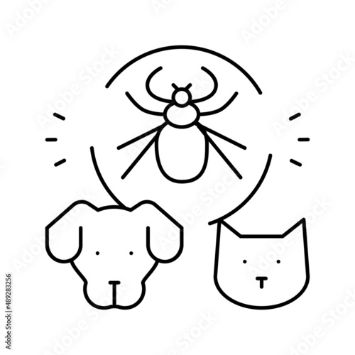 mite on animal body line icon vector illustration