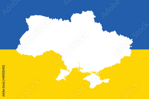White Ukraine map peace on Ukraine flag