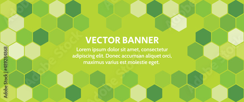 Abstract banner, header template with a honeycomb pattern. Vector illustration.