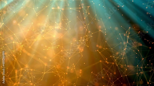 Abstract digital connection moving dots and lines. Technology background. Network connection structure. 3d. Seamless loop. 4K