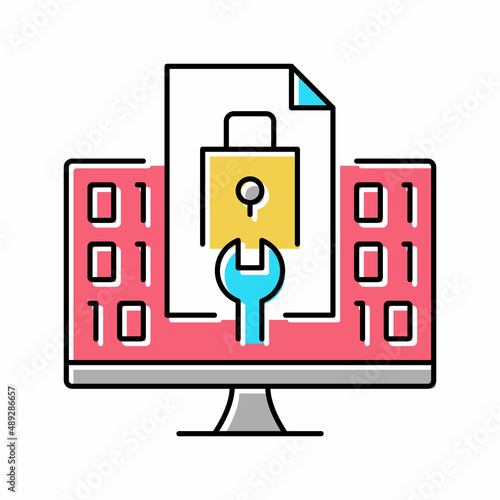 closed source software color icon vector illustration