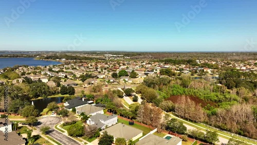 Aerial video residential neighborhoods in Winter Garden Florida USA 4k photo