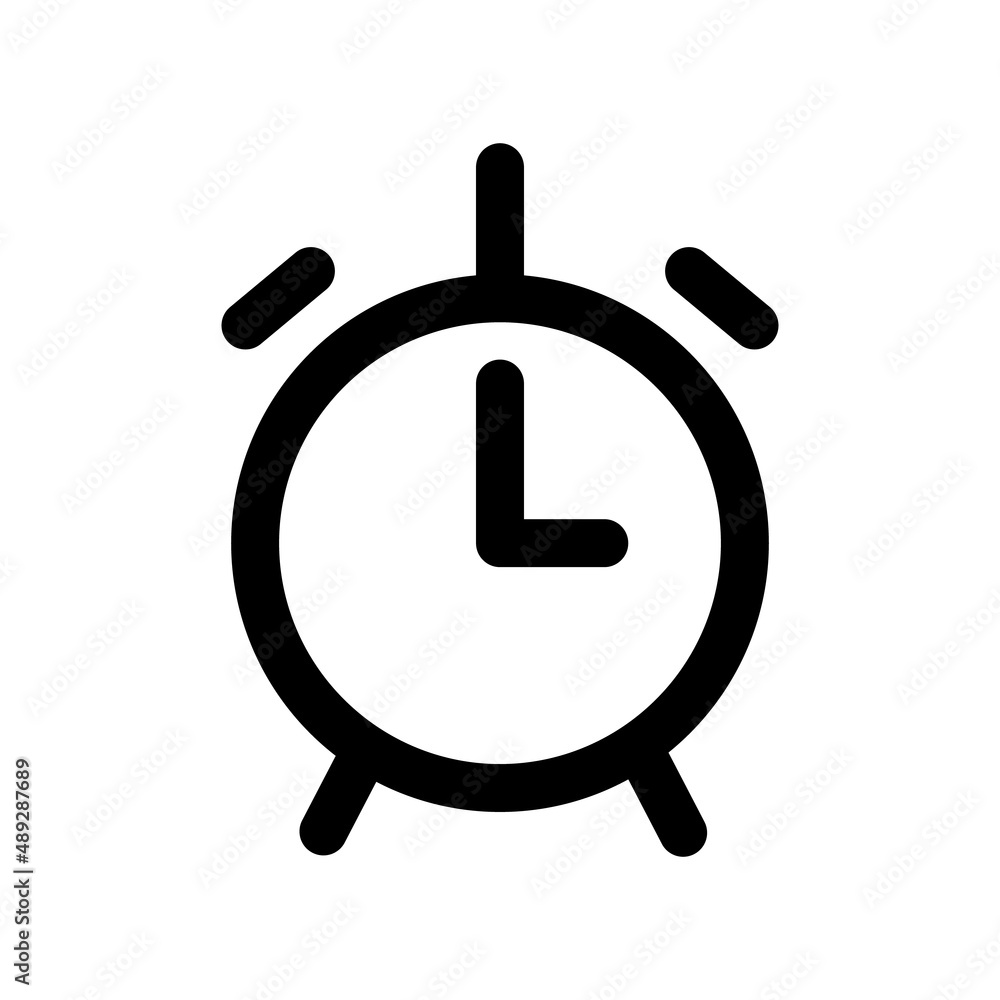 Alarm clock silhouette icon. Notification and timer. Editable vectors. Alarm clock silhouette icon. Notification and timer. Editable vectors.