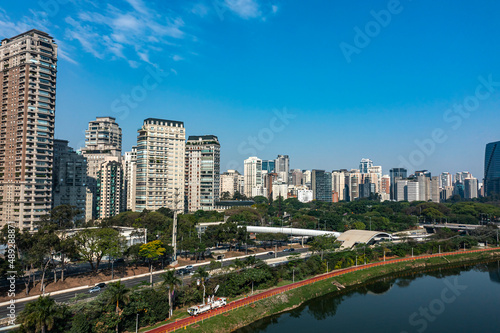 City of Sao Paulo, Brazil. Marginal Pinheiros Avenue, and Pinheiros River. © Ranimiro