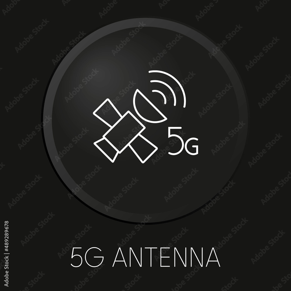 5G antenna minimal vector line icon on 3D button isolated on black background. Premium Vector. 5G antenna minimal vector line icon on 3D button isolated on black background. Premium Vector.