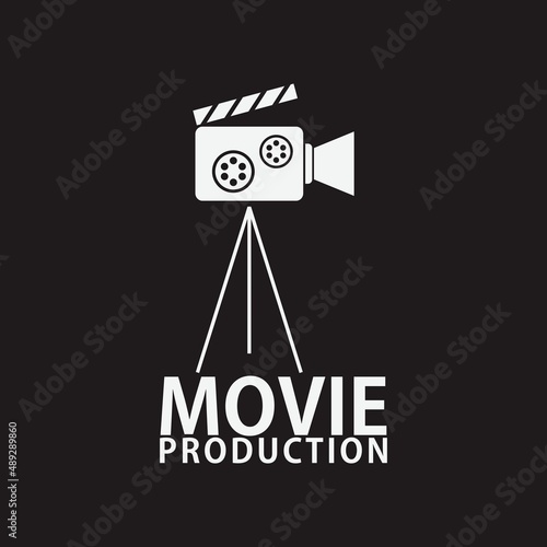 Movie or cimema logo design with black background. Retro vintage concept. Vector illustration template design 