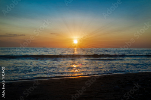 Beautiful sunset over the sea with colorful sky