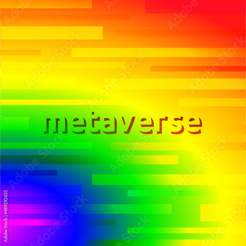 text metaverse with rainbow background.