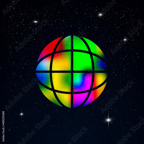 colorful globe with starry design vcetor illustration.