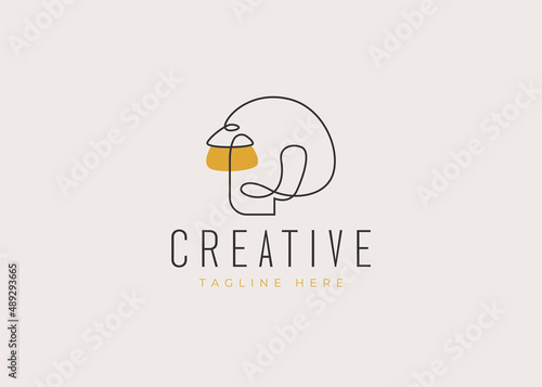 Furniture Interior Logo Design Template. House Interior Icon Line Art Vector