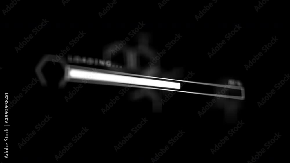 3D Loading bar animation. Futuristic progress loading bar 0-100 percent on black background. 3D Loading bar animation. Futuristic progress loading bar 0-100 percent on black background.