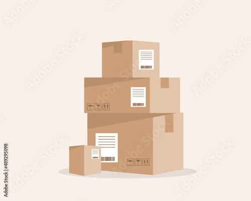 Stack Of Delivery Boxes. photo