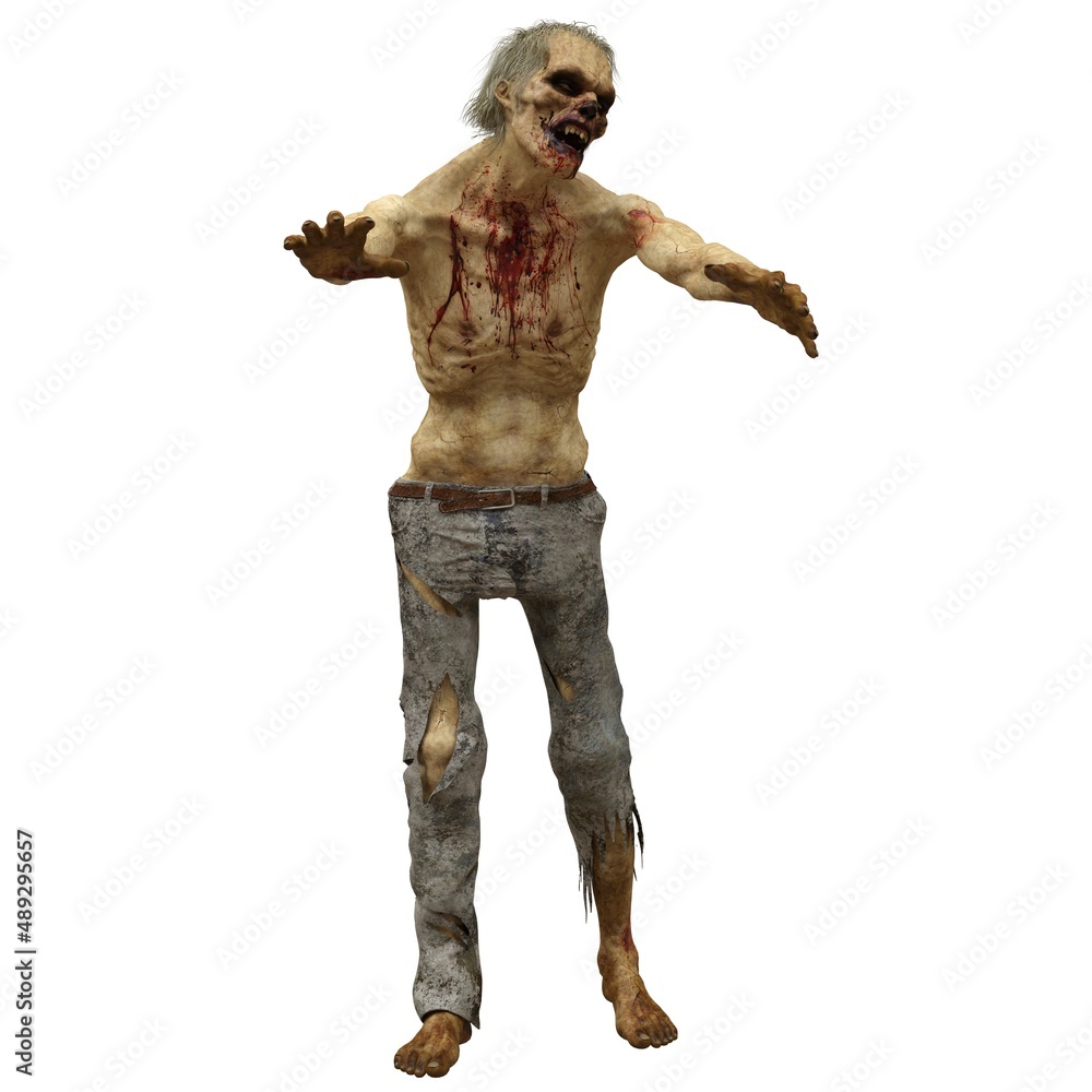 Zombie male isolated white background 3d illustration Zombie male isolated white background 3d illustration