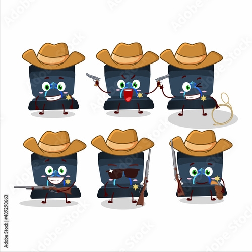 Cool cowboy navy ring box cartoon character with a cute hat