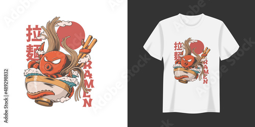 Ramen Illustration T-Shirt and Apparel Printing Design