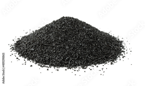 Pile Of Crushed Anthracite Isolated on white background. Material in water purifier.