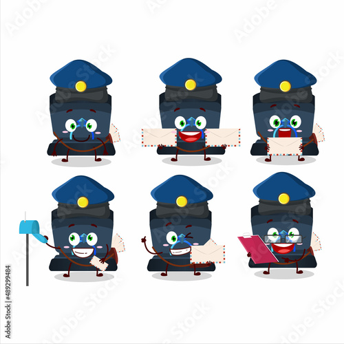 A picture of cheerful navy ring box postman cartoon design concept