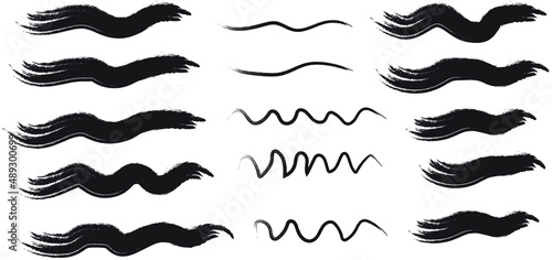 Set Of Vector black brush stroke eps 10, Black brush strokes silhouettes,  Grunge paintbrush. Set of grunge black brush strokes for artistic design elements