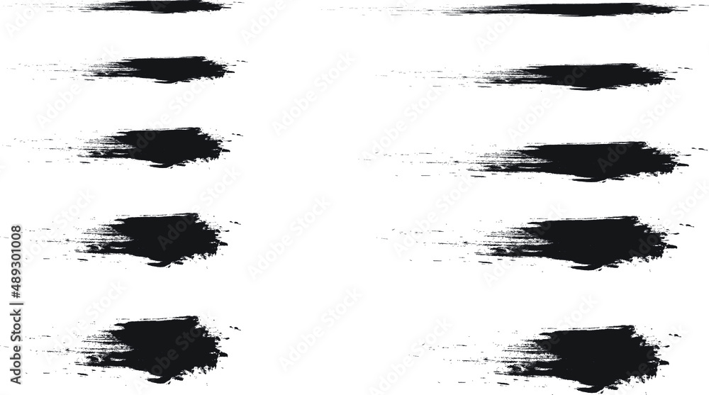 Set Of Vector black brush stroke eps 10, Black brush strokes silhouettes,  Grunge paintbrush. Set of grunge black brush strokes for artistic design elements