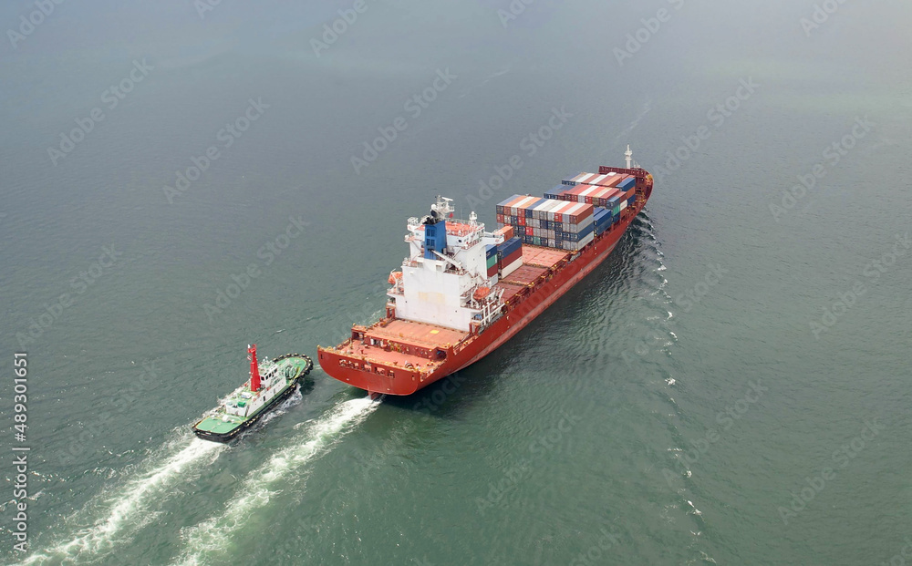 high angle view of the shipping system transport containers by cargo ships, international transport, export-import business, logistics high angle view of the shipping system transport containers by cargo ships, international transport, export-import business, logistics