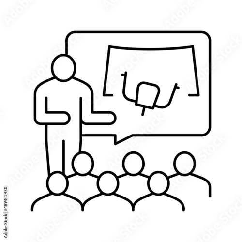 teacher teaching in flight school line icon vector illustration